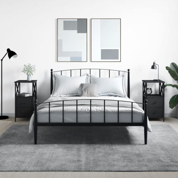 vidaXL sengeborde 2 stk. 34x35,5x70 cm konstrueret træ sort