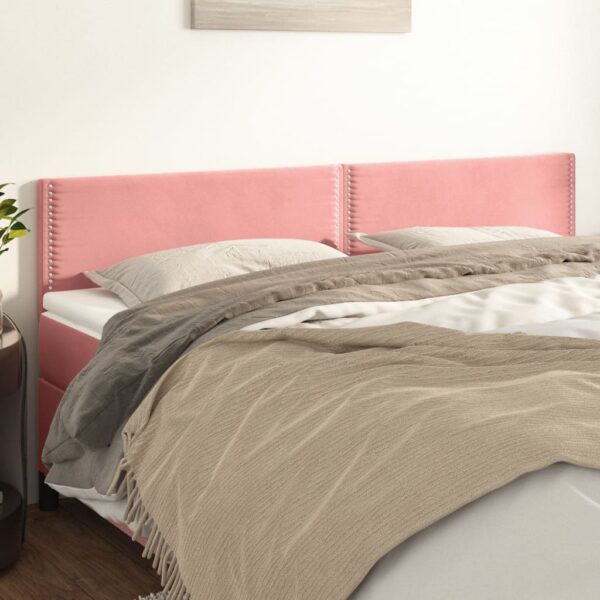 vidaXL sengegavle 2 stk. 80x5x78/88 cm fløjl lyserød