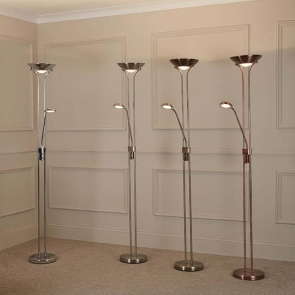 LED-gulvlampe Mor & Barn, messing, læselampe, dæmpbar