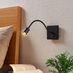 Lindby LED-væglampe Mayar, 2 stk, sort, læselampe, 11 cm