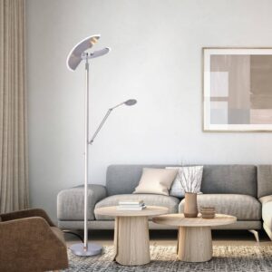 PURE Mutil LED-gulvlampe, læselampe, s⌀lv