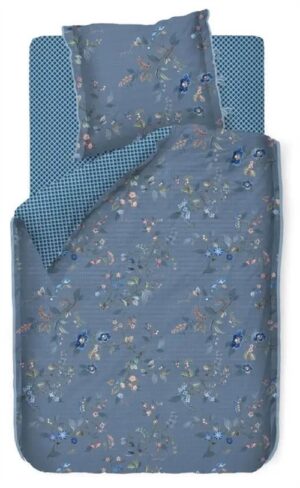 Blomstret sengetøj - 140x200 cm - Kawai Flower Blue - Sengelinned med dobbeltsidet design - 100% bomuld - Pip Studio