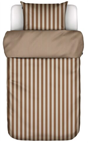 Marc O'Polo sengetøj - 140x220 cm - 100% Enzymvasket bomulds sengesæt - Classic Stripe Toffee Brown sengelinned