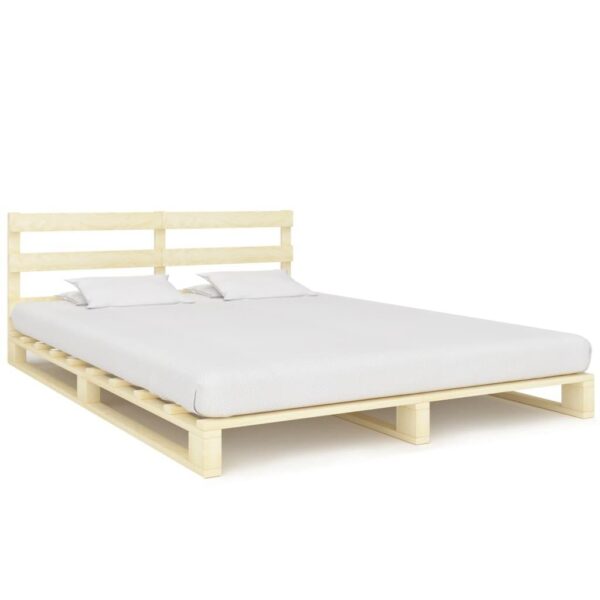 Pallesengestel med sengegavl 140x200 cm massivt fyrretræ