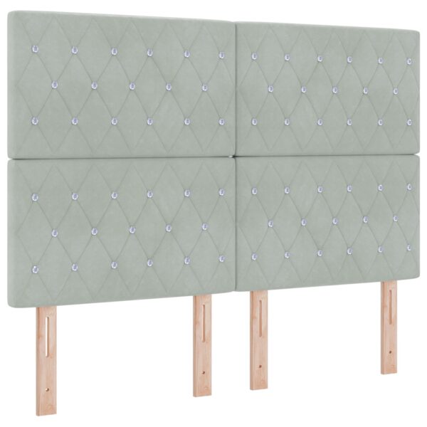 vidaXL Sengegavl Krystal Knap Tuftet Lysegrå 140 cm Velour