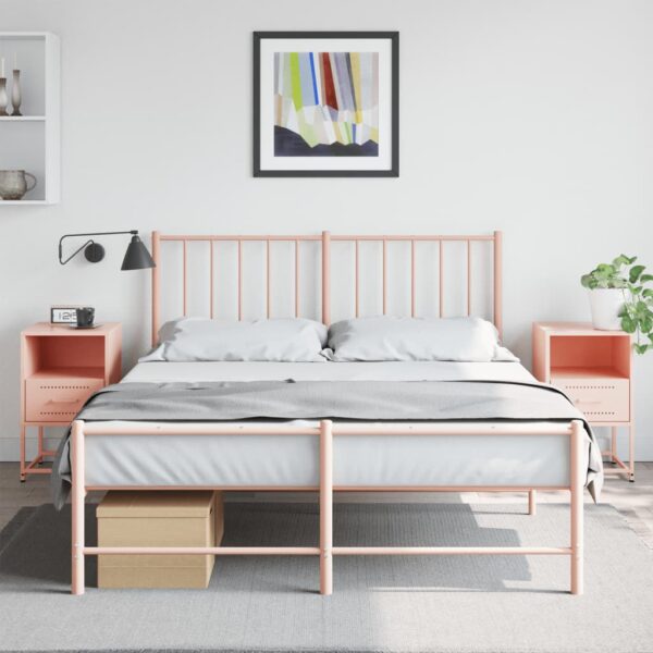 vidaXL sengeborde 2 stk. 36x39x60,5 cm stål lyserød