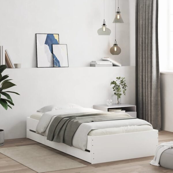 vidaXL sengeramme med skuffer 100x200 cm konstrueret træ hvid