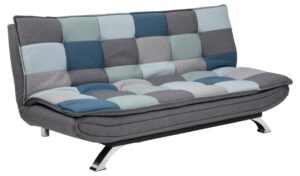 ACT NORDIC Faith sovesofa, m. click & clack - multifarvet/grå patchwork stof og krom stål (196x98)