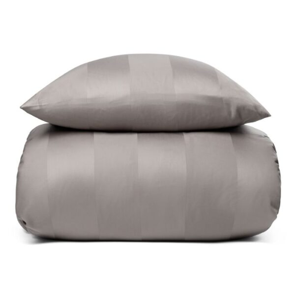 Dobbelt sengetøj 200x220 cm - 100% bomuldssatin - Karen sand - Stribet, jacquardvævet sengetøj - Ekstra blødt sengesæt fra By Borg