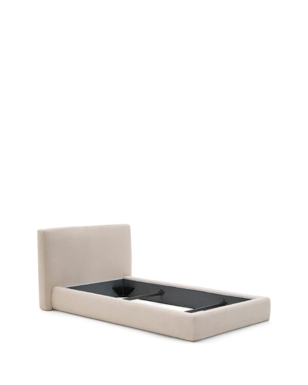 KAVE HOME Blok sengeramme, m. sengegavl, aftageligt betræk, u. madras, u. bund - ecru stof (90x200)