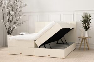 SÖVNN Freya Boxseng Med Opbevaring - 180x200 - Lys beige