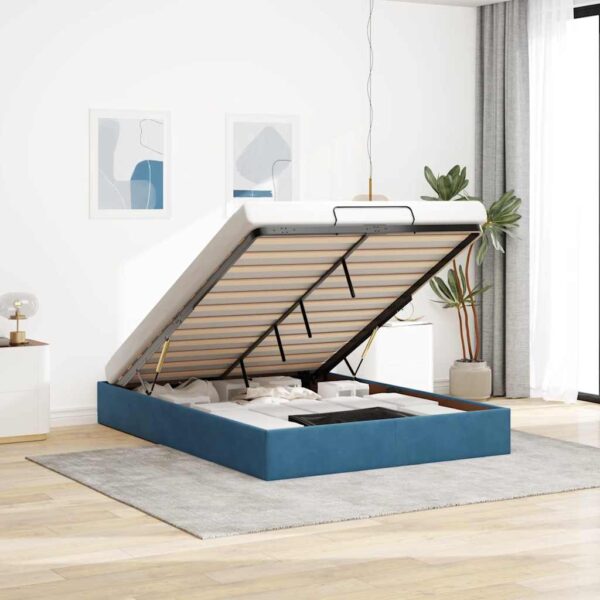 vidaXL osmannisk sengeramme uden madras 140x200 cm fløjl mørkeblå