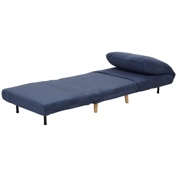 2-I-1 sovesofa gæsteseng, justerbar nakkestøtte fløjlslook 82 cm x 8 cm x 83 cm blå