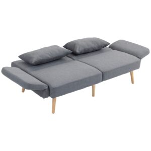 3-Personers sovesofa, gæsteseng med dobbeltseng, op til 240 kg, foldbare ryglæn, træstel, 170 x 83 x 80 cm, grå
