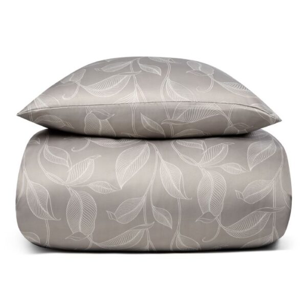 Dobbelt sengetøj 200x220 cm - Sandfarvet sengesæt med blade - Satin sengetøj - IN Style sengelinned