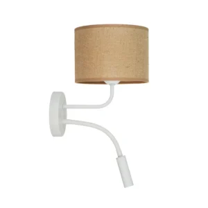 Duolla - Jute væglampe tekstil brun/hvid læselampe