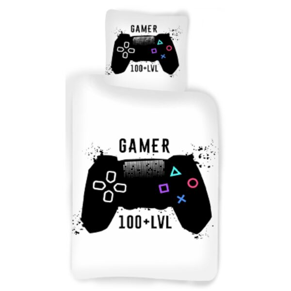 Gamer sengetøj - 140x200 cm - Gamer 100 + LVL - 100% bomulds sengesæt