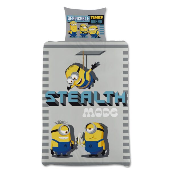 Minions sengetøj 140x200 cm - Minions figur sengesæt - 2 i 1 design - Sengelinned i 100% bomuld