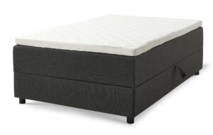 Space Dreams sengebund, m. opbevaring, u. topmadras - antracitgrå stof og sort træ (200x120)