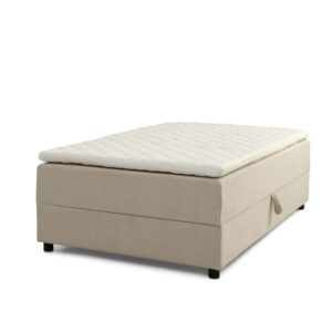 Space Dreams sengebund, m. opbevaring, u. topmadras - beige velour og sort træ (200x120)