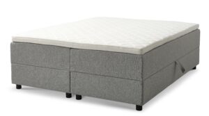 Space Dreams sengebund, m. opbevaring, u. topmadras - lysegrå stof og sort træ (200x160)