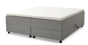 Space Dreams sengebund, m. opbevaring, u. topmadras - lysegrå stof og sort træ (200x180)