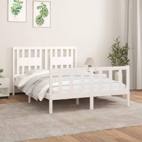vidaXL sengeamme med sengegavl 120x200 cm massivt fyrretræ hvid