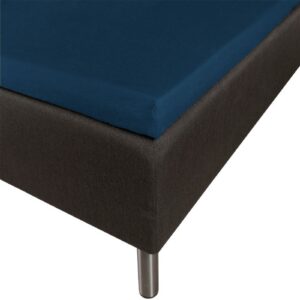 Blødt kuvertlagen 80x200 - 100% bomuldssatin - 8 cm i højden - Blåt lagen til topmadras - By Night satin lagen