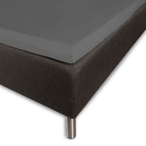 Blødt kuvertlagen 80x200 - 100% bomuldssatin - 8 cm i højden - Gråt lagen til topmadras - By Night satin lagen