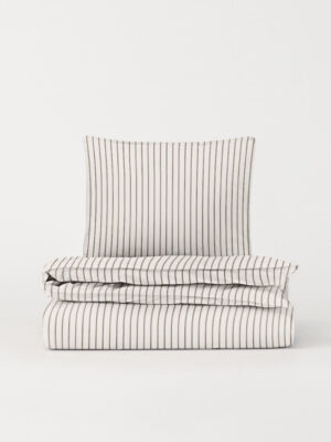 DAWN Percale sengetøj - Pinstripe Off White - 140x200 cm - 100% økologisk bomuld -