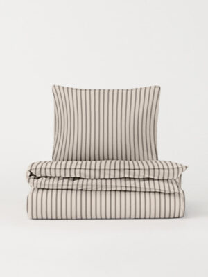 DAWN Percale sengetøj - Stripe Ivory - 140x200 cm - 100% økologisk bomuld -