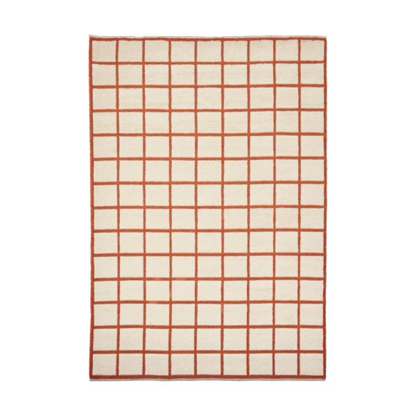 Scandi Living Pasture uldtæppe naturhvid/rust 170x240 cm