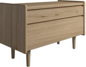 Krone sengebord i olieret egefiner 80 cm bred med 2 skuffer - Dansk produceret. 37 cm dybde Træben