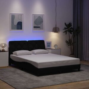 vidaXL Sengeramme med LED uden madras 120x200 cm stof sort