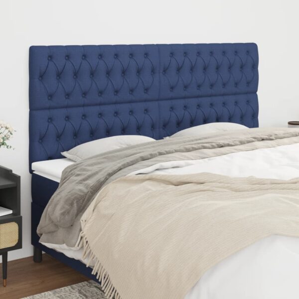 vidaXL sengegavl blå 200x7x118/128 cm stof