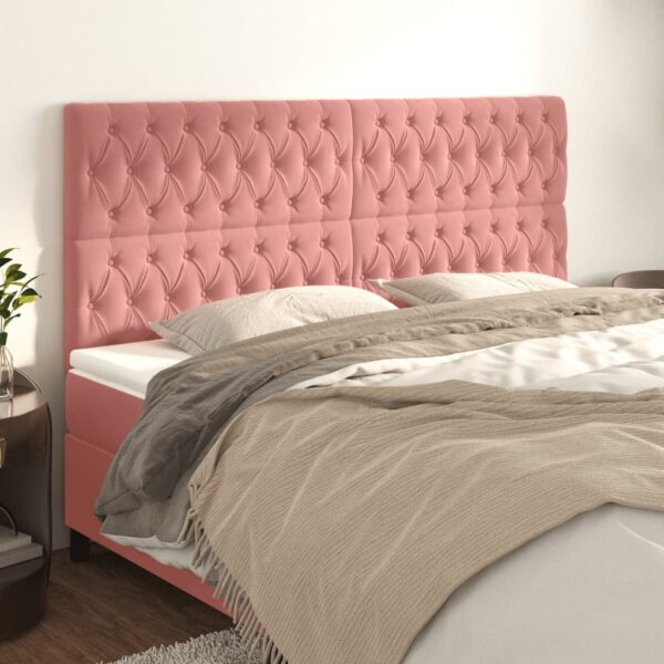 vidaXL sengegavl lyserød 200x7x118/128 cm fløjl