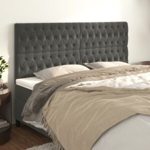 vidaXL sengegavl mørkegrå 200x7x118/128 cm fløjl