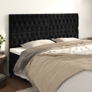 vidaXL sengegavl sort 180x7x118/128 cm fløjl