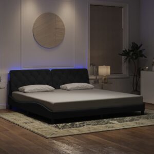 vidaXL sengeramme med LED uden madras 200x200 cm velour sort