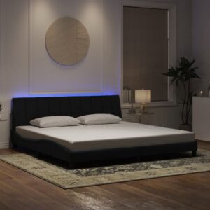 vidaXL sengeramme med LED uden madras Hanko 200x200 cm velour sort