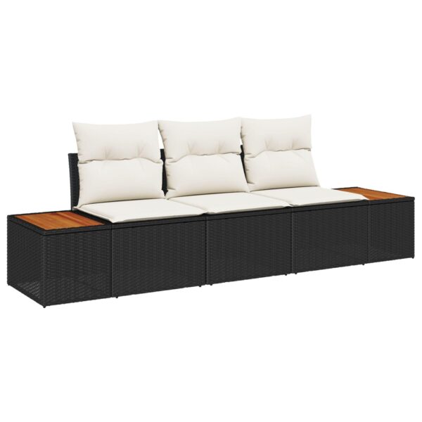 Havesofa Sæt med pude Sort Poly rattan