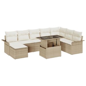 Havesofa Sæt med pude med opbevaring 9 stk Beige og creme