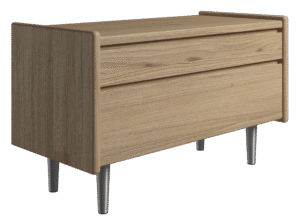 Krone sengebord i olieret egefiner 80 cm bred med 2 skuffer - Dansk produceret. 47 cm dybde Metalben