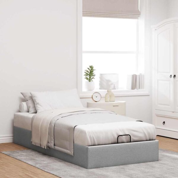 Osmannisk sengeramme uden madras 100x200 cm stof lysegrå