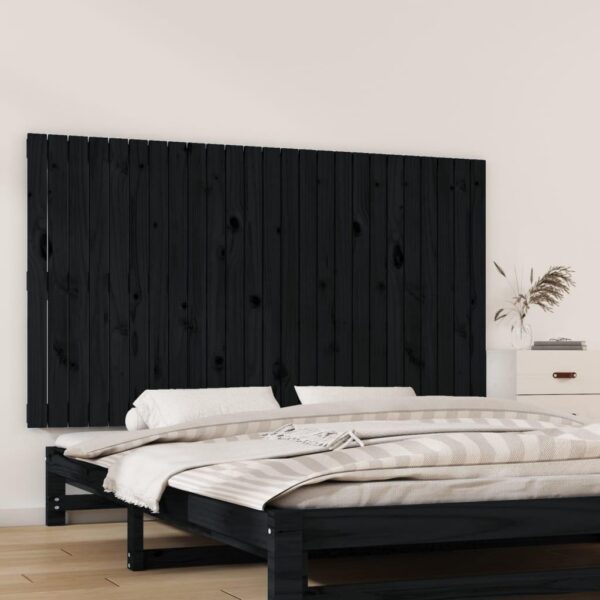 Sengegavl 159,5x3x90 cm massivt fyrretræ sort