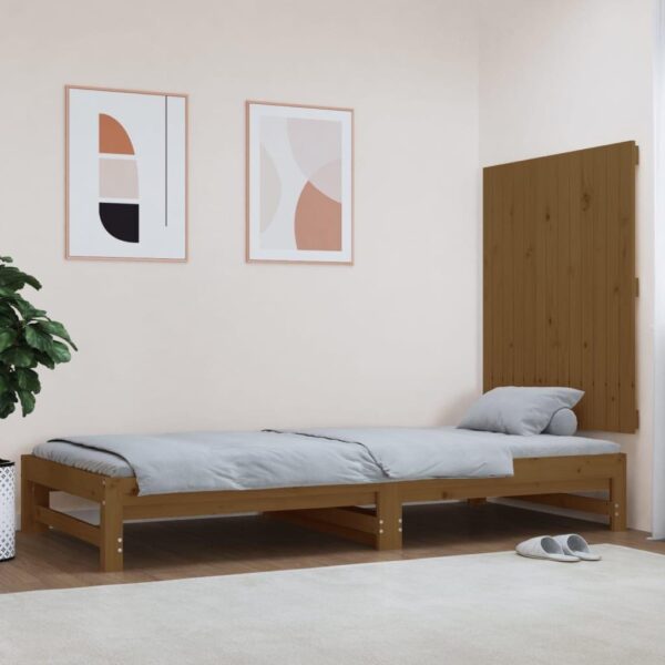 Sengegavl 82,5x3x90 cm massivt fyrretræ gyldenbrun