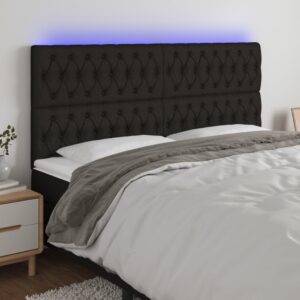 Sengegavl med LED-lys 200x7x118/128 cm stof sort