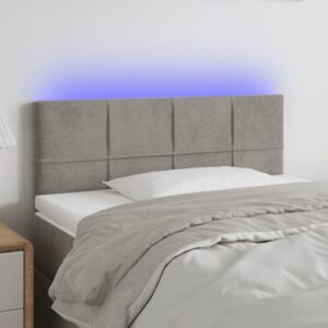 Sengegavl med LED-lys 90x5x78/88 cm fløjl lysegrå