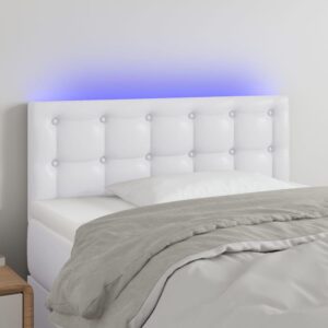 Sengegavl med LED-lys 90x5x78/88 cm kunstlæder hvid