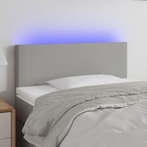Sengegavl med LED-lys 90x5x78/88 cm stof lysegrå